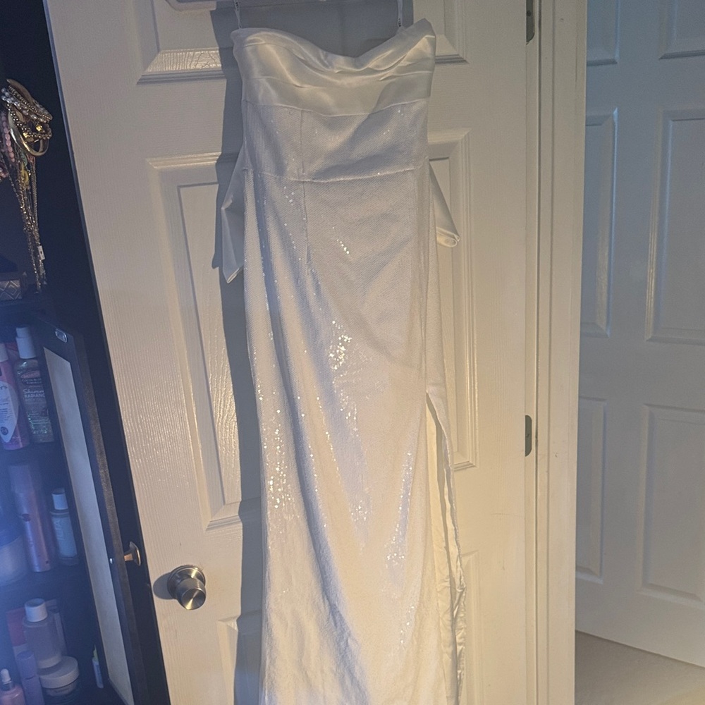 Club L London White Sequin Maxi Dress